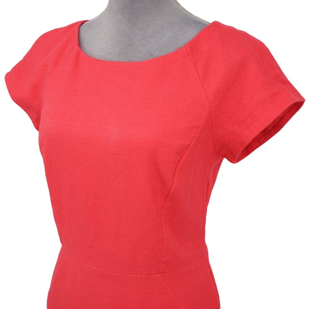 J Crew Dress Womens 6 Salmon Pink Woven Sheath Back Zip Lined Fitted Career - Picture 8 of 14